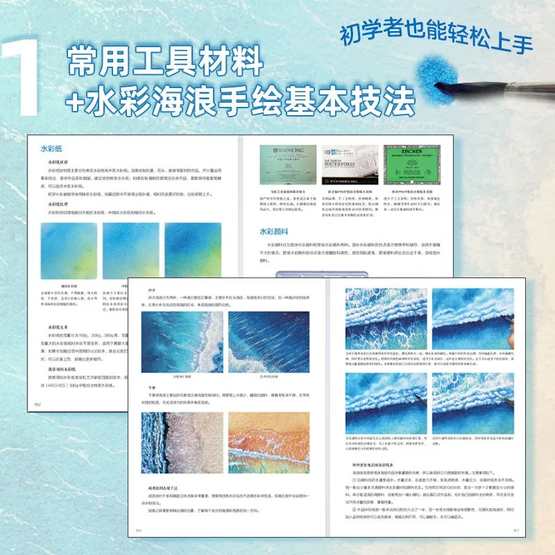 Watercolor Waves Painting Tutorial Book Beginner's Watercolor Coastal Landscape Painting Tutorial Art Book Tutorial Book