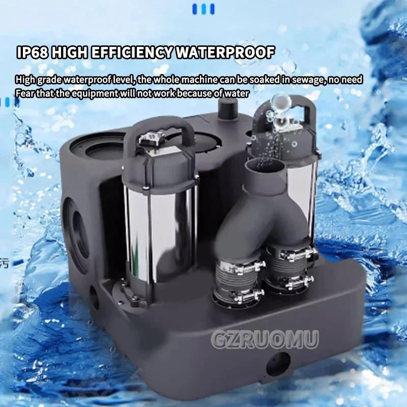 750W Household Automatic Pumping Sewage Lifter Electric Crushing Toilet Sewage Lifting Pump Motor Crushing Crushing Discharge