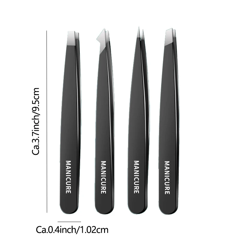 1/4pcs Tweezers Set - Professional Stainless Steel Tweezers For Eyebrows - Great Precision For Facial Hair, Splinter And Ingrow