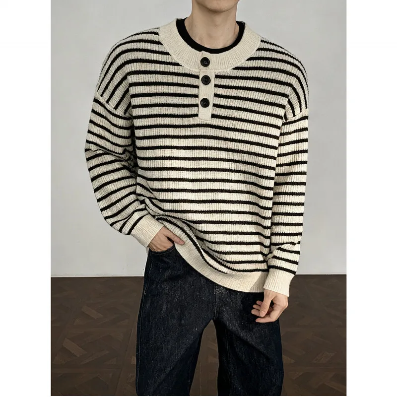 Winter Striped Sweater Men Warm Fashion Casual Knitted Pullover Men Korean Loose Long Sleeved Sweater Mens Jumper Clothes M-3XL