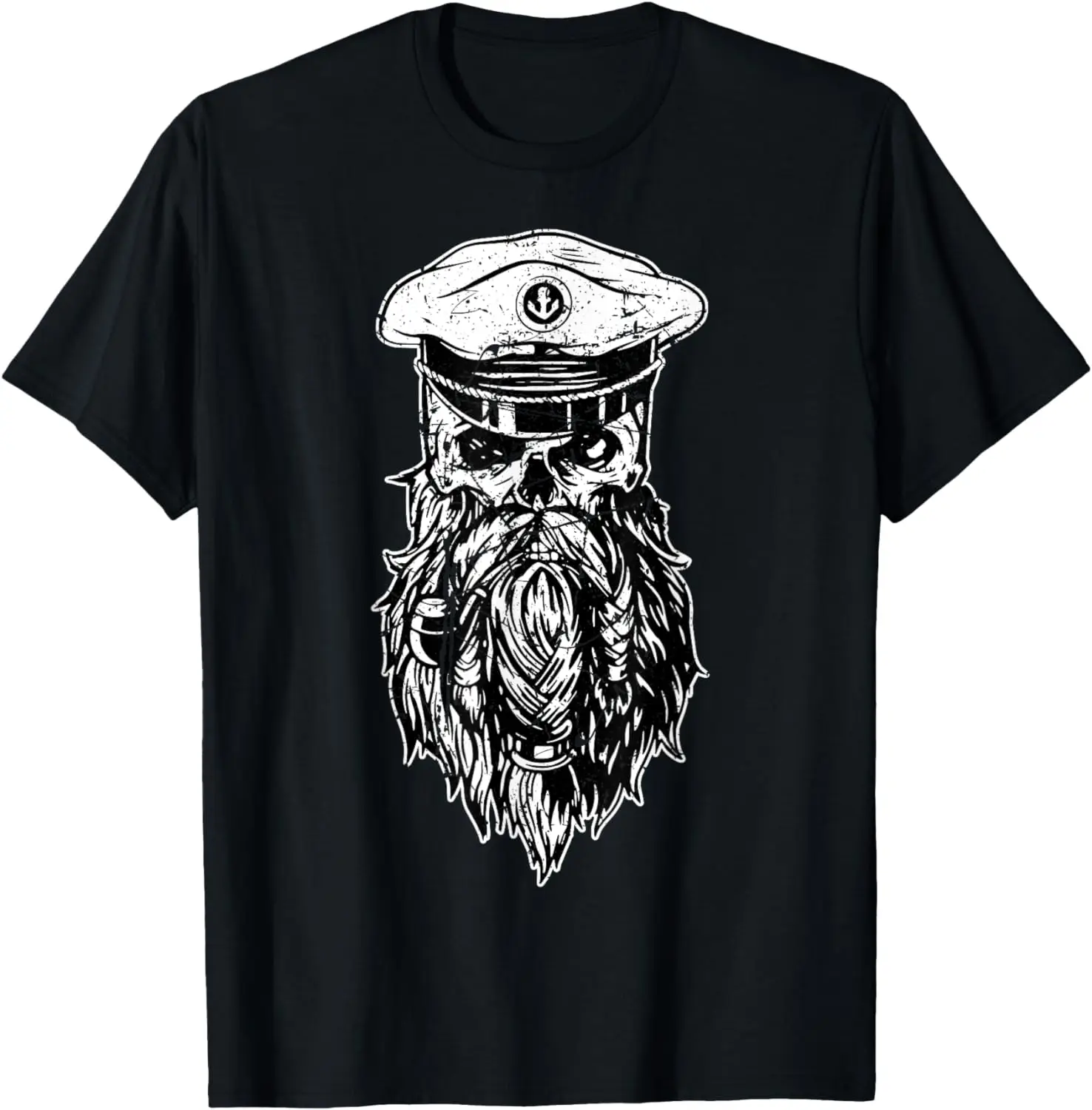 Skull sailor beard boat vintage captain sailor T-Shirt