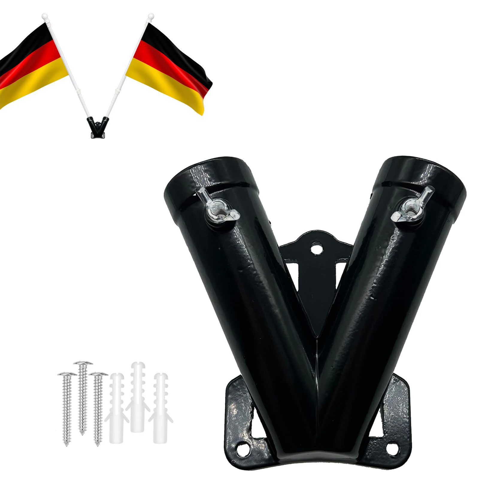V Shape Double Flag Pole Bracket Holder With Strong Galvanized Screws Aluminum Alloy Flag Fixed Bracket 12x3cm For Flag Support