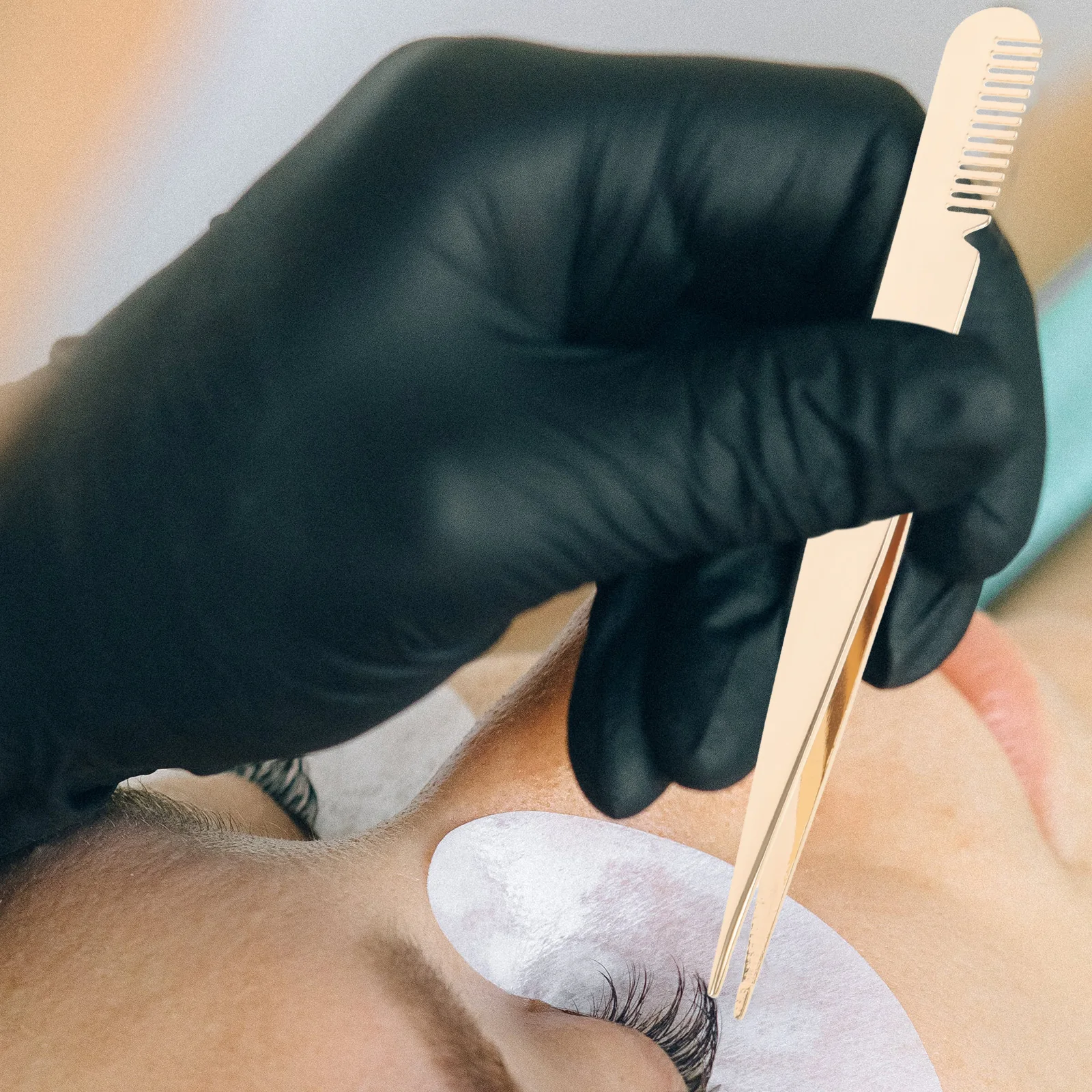 Pinzas para pestañas de acero inoxidable con peine, herramienta aplicadora de pestañas multifuncional, accesorios de belleza portátiles para mujeres