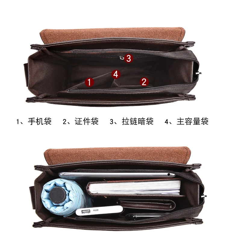 حقيبة كروس للرجال باللون البني حقيبة كتف مفردة حقيبة تخزين جلدية حقيبة أعمال حقيبة يد للرجال حقيبة رجالية