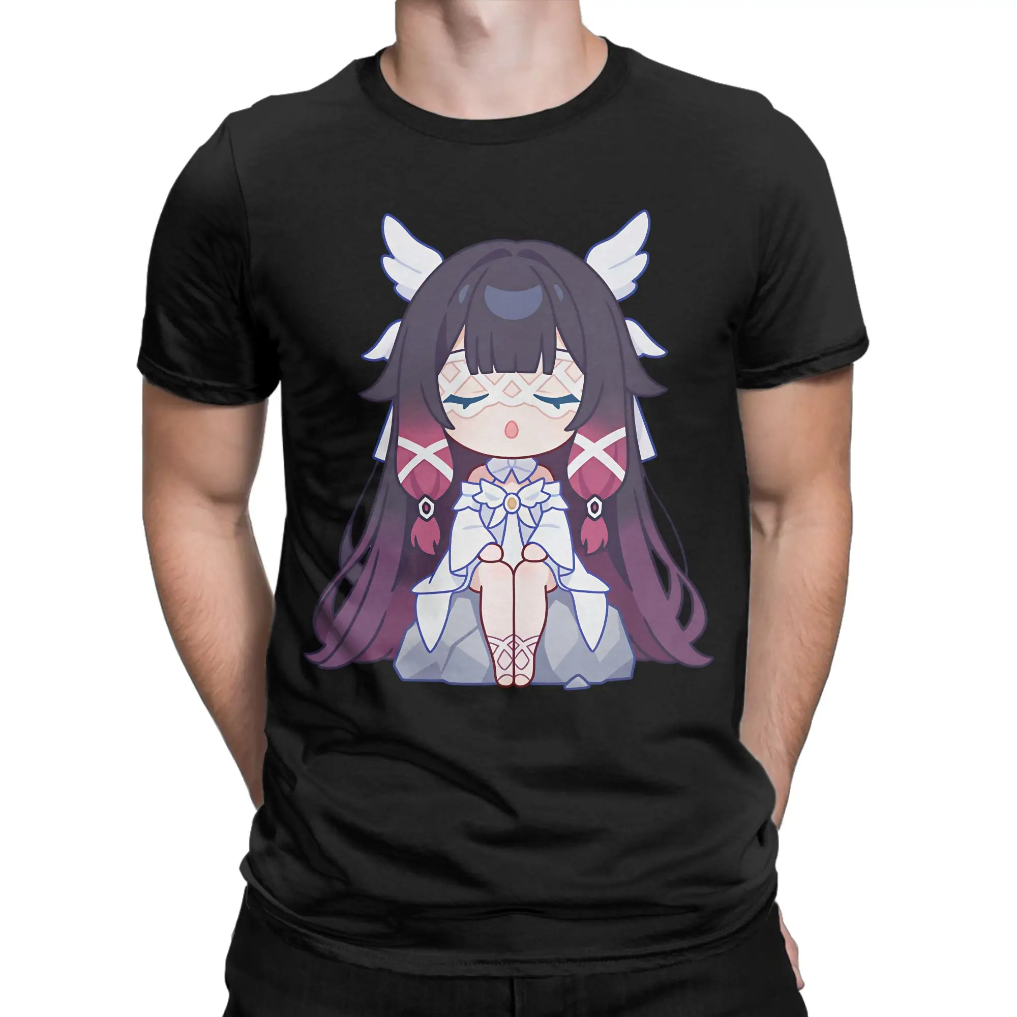 Columbina Genshins Impacts T-Shirt Men  Novelty Cotton Tees Round Collar Short Sleeve T Shirt Plus Size Clothing