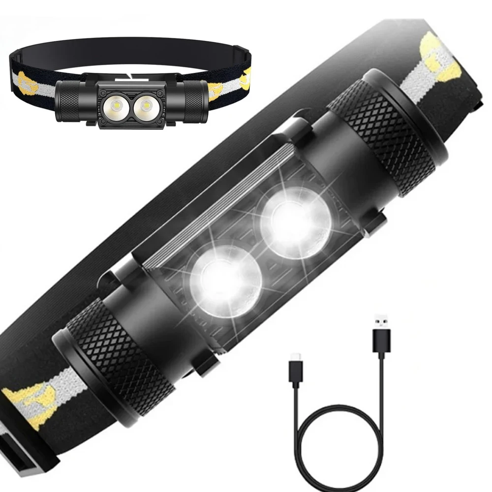 Mini LED Headlamp Motion Sensor Camping Fishing Lantern USB Rechargeable Headlight with Magnet Warning Lamp Cap Clip Lights