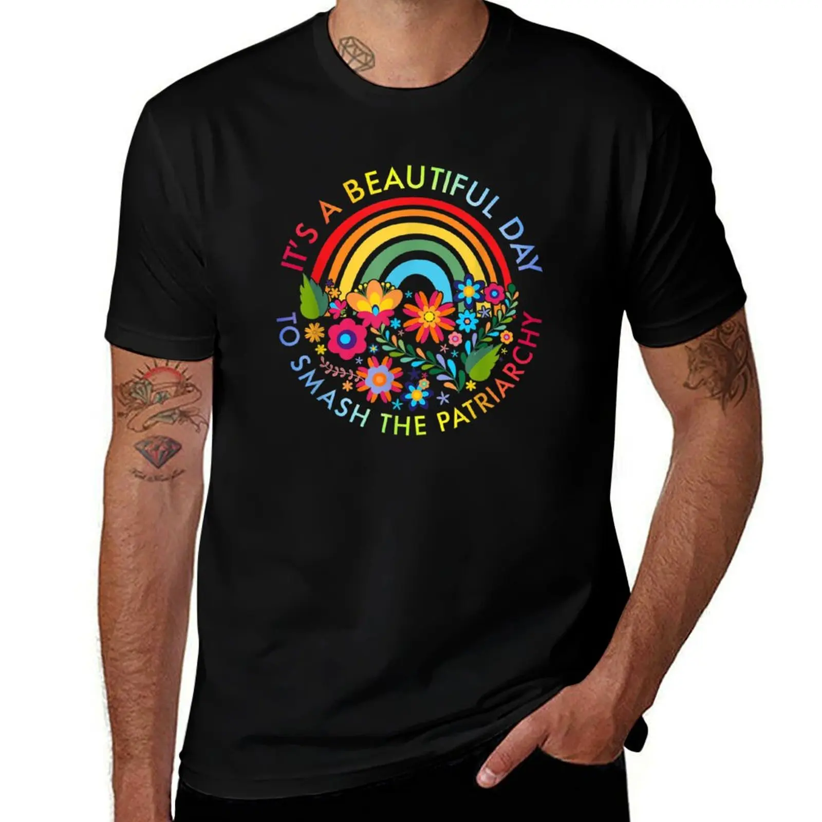 Its A Beautiful Day To Smash The Patriarchy Feminist T-Shirt Simple Print Design T-Shirt