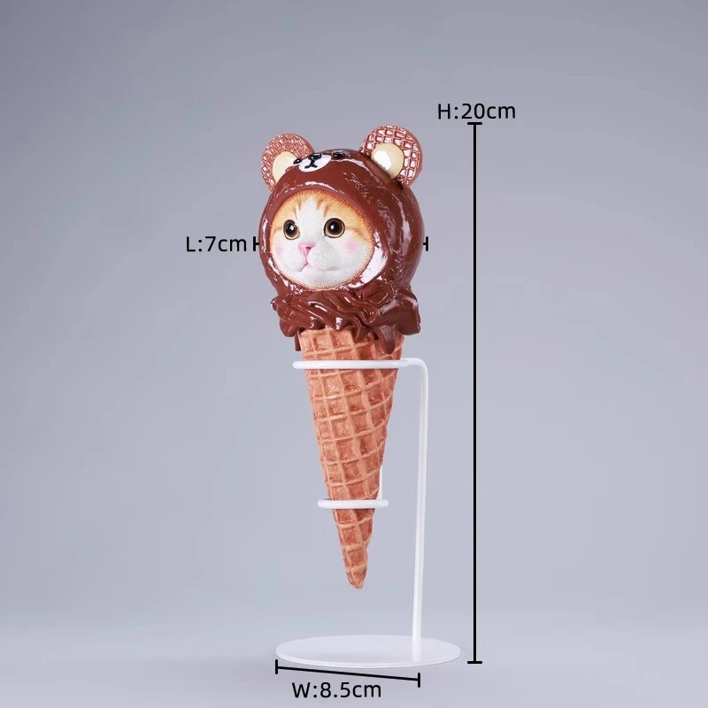 ما قبل البيع 1/6 مقياس جميل الآيس كريم مخروط القط محاكاة اليدوية نماذج للحيوانات صالح سطح المكتب هدية مزخرفة جمع #3