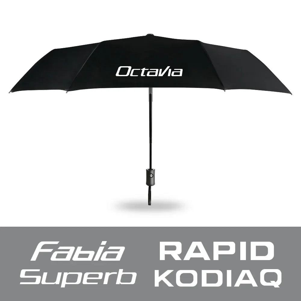 Paraguas plegable completamente automático resistente a los rayos UV para coche Skoda Octavia Fabia Rapid Superb Kodiaq Scala Karoq Kamiq accesorios para automóviles