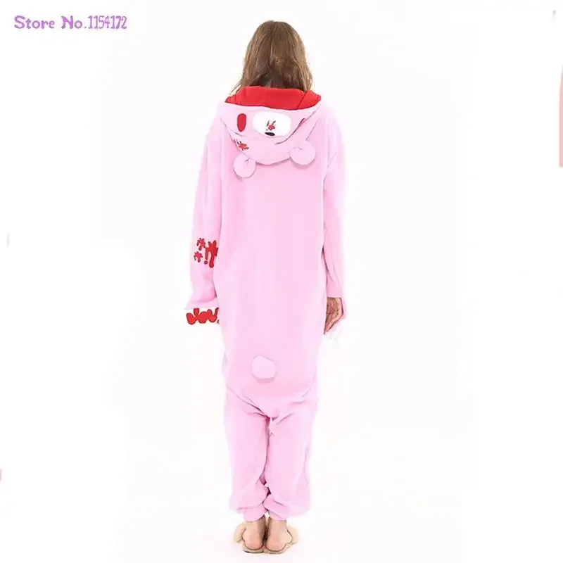 성인 남성 여성을위한 qq38 양털 Onesies 원피스 멋진 정장 만화 동물 코스프레 의상 파티 우울한 곰 Kigurumi 잠옷