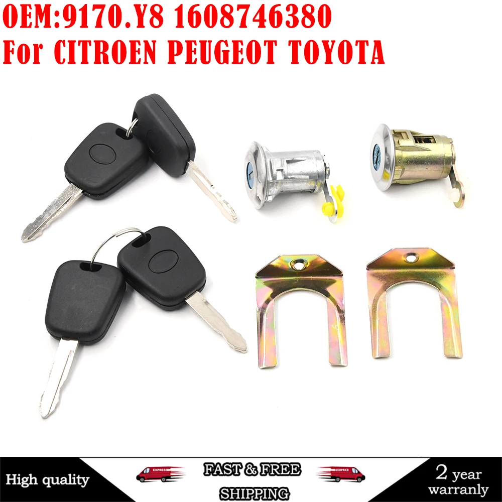 Car Cylinder Door Lock Barrel Key Set 05-14 For Peugeot 107 Citroen C1 Toyota Aygo 9170.Y8 1608746380 9135S2 9136.T0