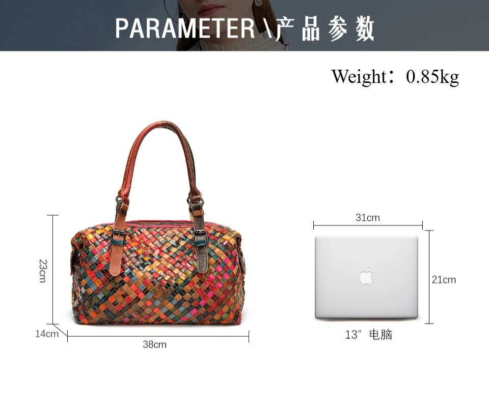 Vintage Patchwork Leather Handbag, Top-Grain Cowhide Women's Convertible Shoulder & Top-Handle Bag