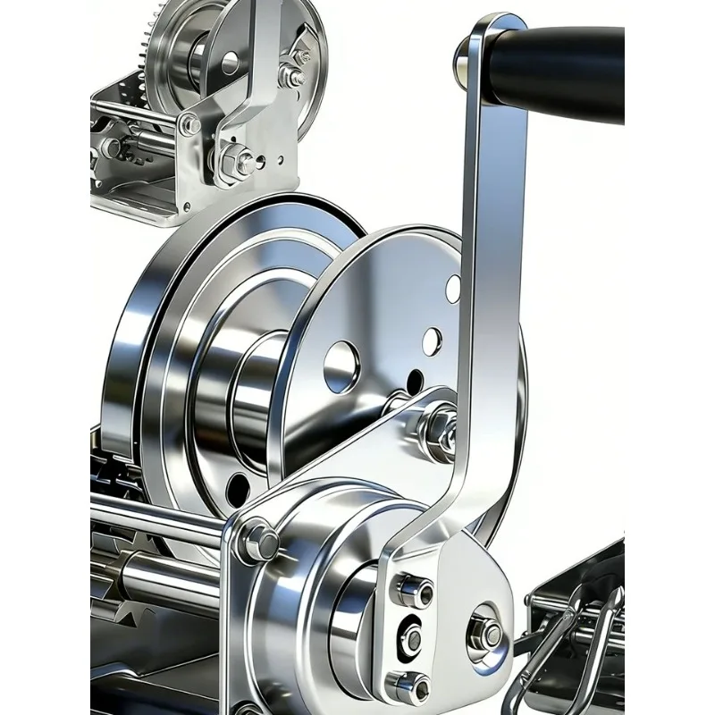 Stainless steel two-way self-locking hand winch hoist trailer winch yacht trailer rope reel