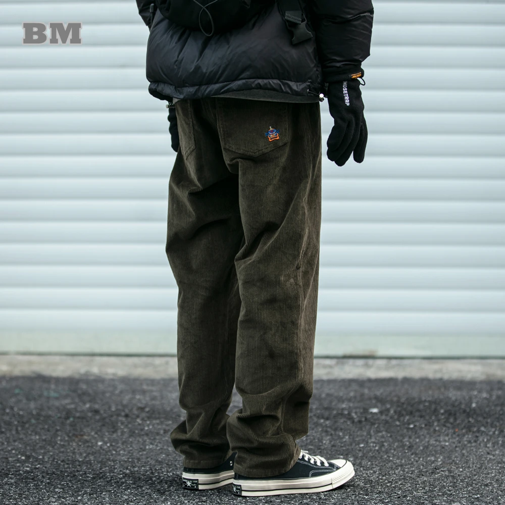 

Japanese Streetwear High Quality Wear-Resistant Corduroy Casual Pants Korean Men Clothing Harajuku Baggy Straight Trousers Male