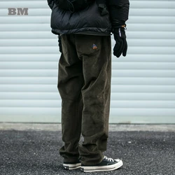 Japanese Streetwear High Quality Wear-Resistant Corduroy Casual Pants Korean Men Clothing Harajuku Baggy Straight Trousers Male