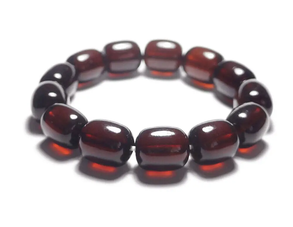 Baltic Poland Blood Red Natural Pressed Amber Beads Bracelet