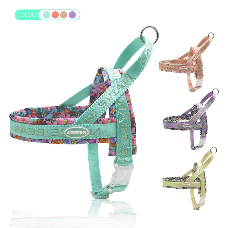 

Colorful Floral Printing Padded Harness for Dogs Adjustable No-pull Nylon Pet Walking Training Vest for Small Medium Large Dogs