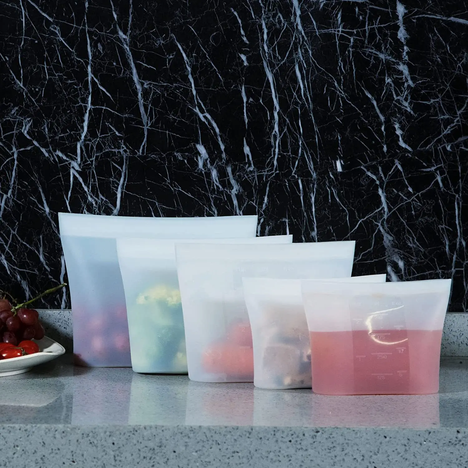 Silicone Food Storage Bags Leakproof Containers Reusable Fresh-keeping Fruit Sealed Freezer Bag Refrigerator Food Organizer Bags