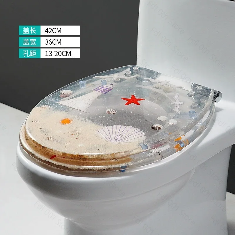 Toilet seat cover household universal thickening bidet flush toilet ring resin cushioning quick release mute toilet cover