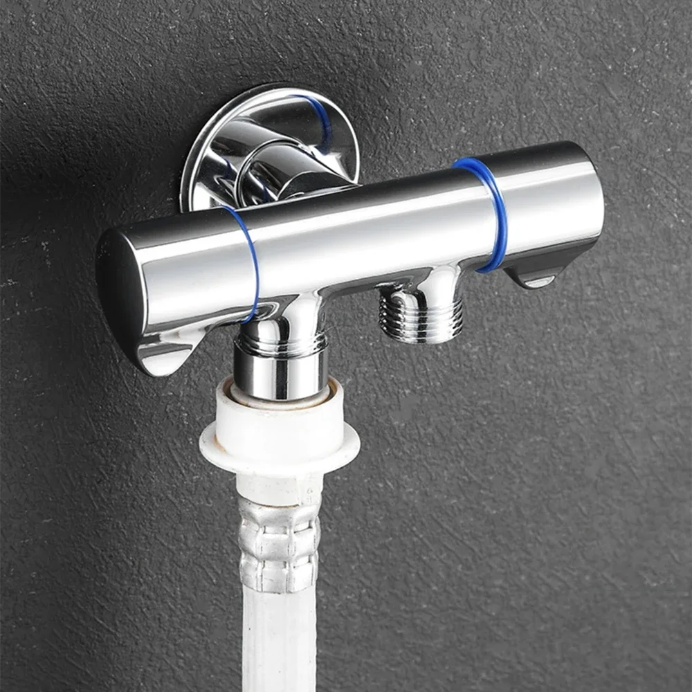 Triangle Valve Stainless Steel Silver Water Divider Dual Use Dual Outlet One in Two Out Three Way Washing Machine Faucet Special
