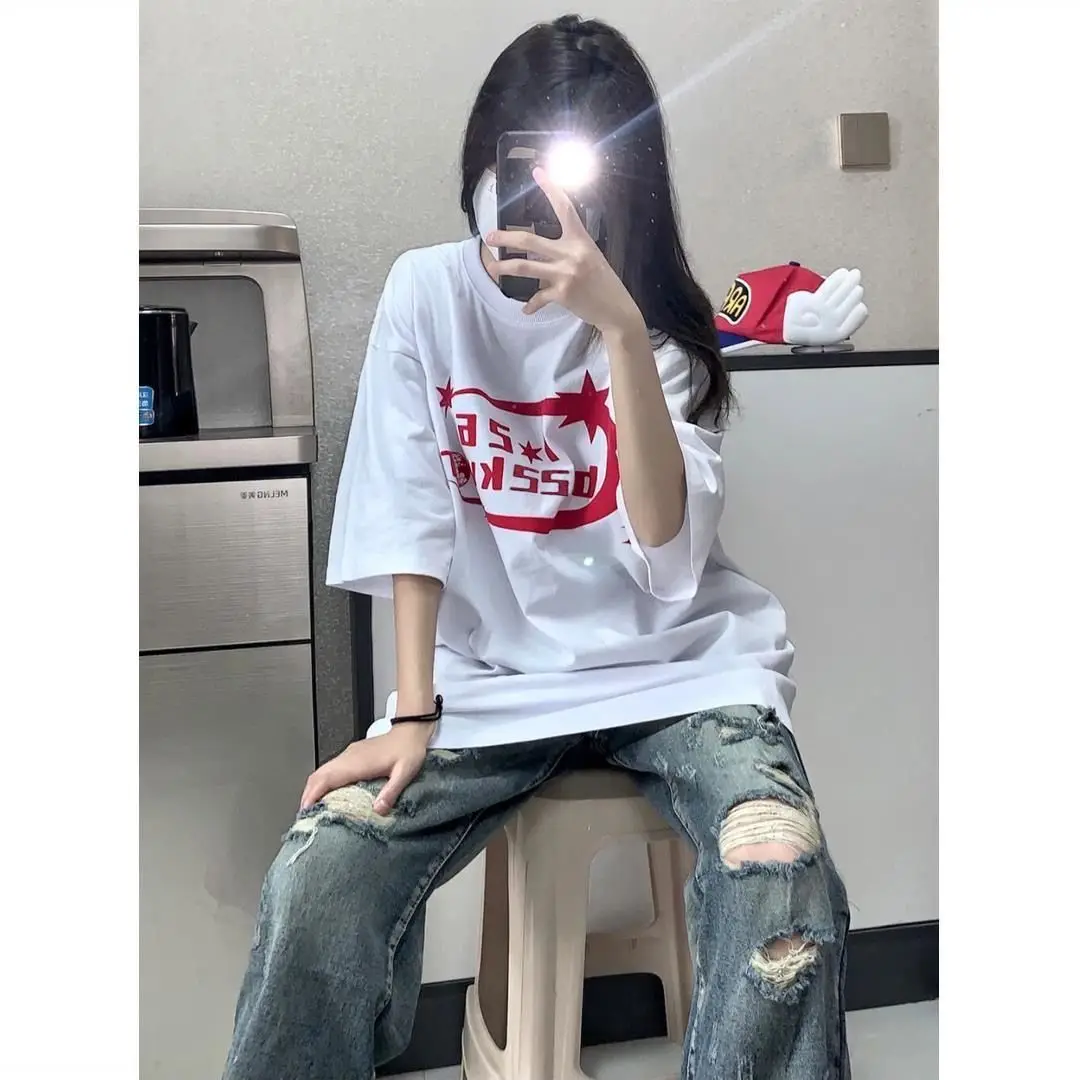 تي شيرتات قصيرة الأكمام للسيدات على الطراز القوطي الشرير ملابس الشارع Y2K ريترو كاواي جمالية قطع علوية قصيرة غير رسمية مريحة موضة الصيف