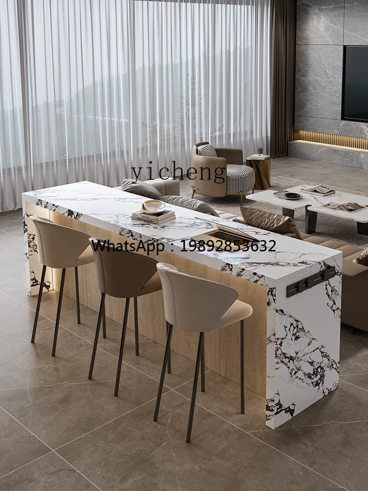 

AB Cream Style Stone Plate Kitchen Island Dining Table Kitchen Partition Multifunctional Center Guide Console Console