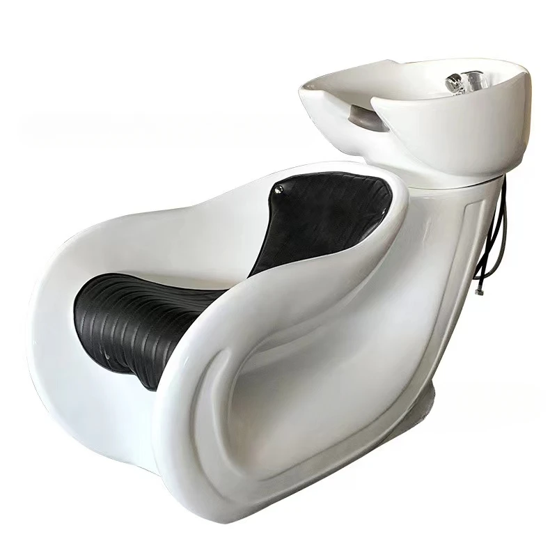 Hair Salon Shampoo Chairs And Luxurious And Comfortable Metal Leather Shampoo Bed Backwash Shampoo Units