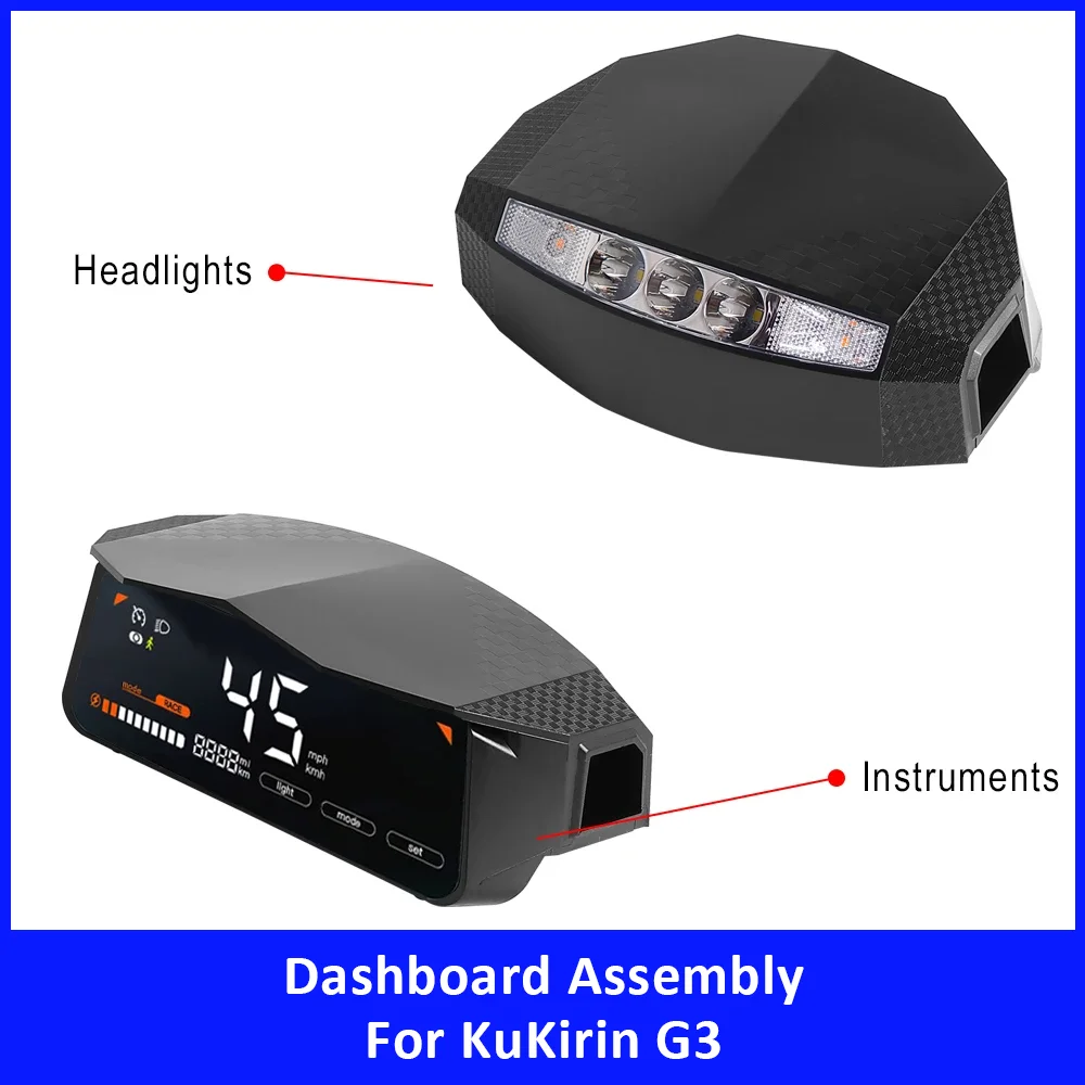 

Панель приборов для электросамоката Kugoo KuKirin G3: дисплей, измеритель, указатель поворота, фара в сборе, аксессуары