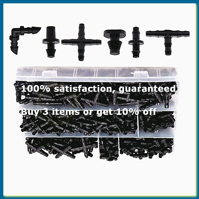 Drip Irrigation Barbed Connectors Kit Barbed Connectors Irrigation Fittings for Vegetable Garden Lawn Flower Pot-A62I
