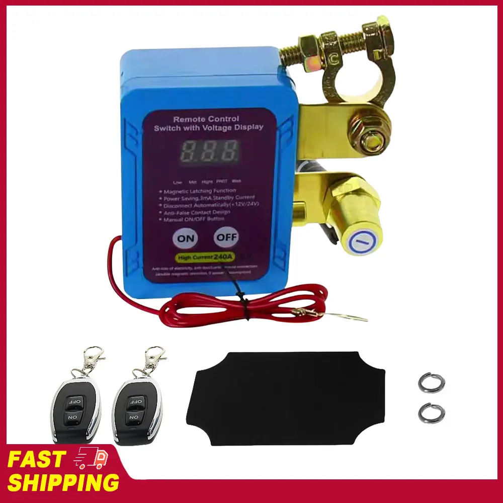 Remote Battery Disconnect Switch 12V 24V Digital Voltage Car Anti-Theft Switch Prevent Battery Drain Cut Off Switch Tool for Car