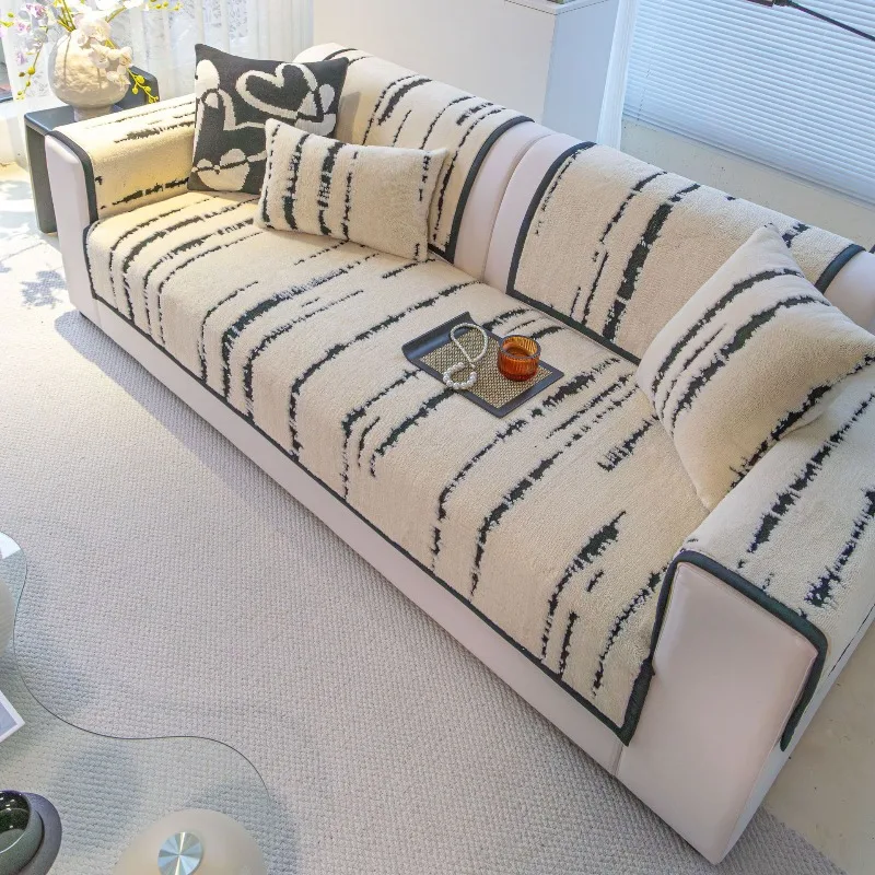 Chenille Jacquard Sofa Cover Non-Slip Sofa Towel for Living Room Decor All Seasons Universal Sofa Protector Mat Couch Slipcover