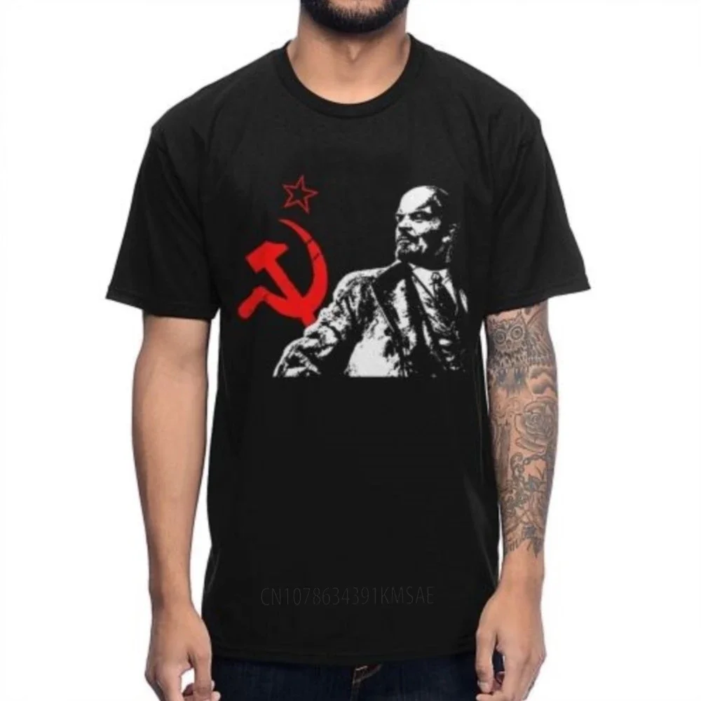 Ussr Red Soviet Union  Communist Lenin T Shirt Male Streetwear Short Sleeve Cotton Big Size Homme Tee shirt