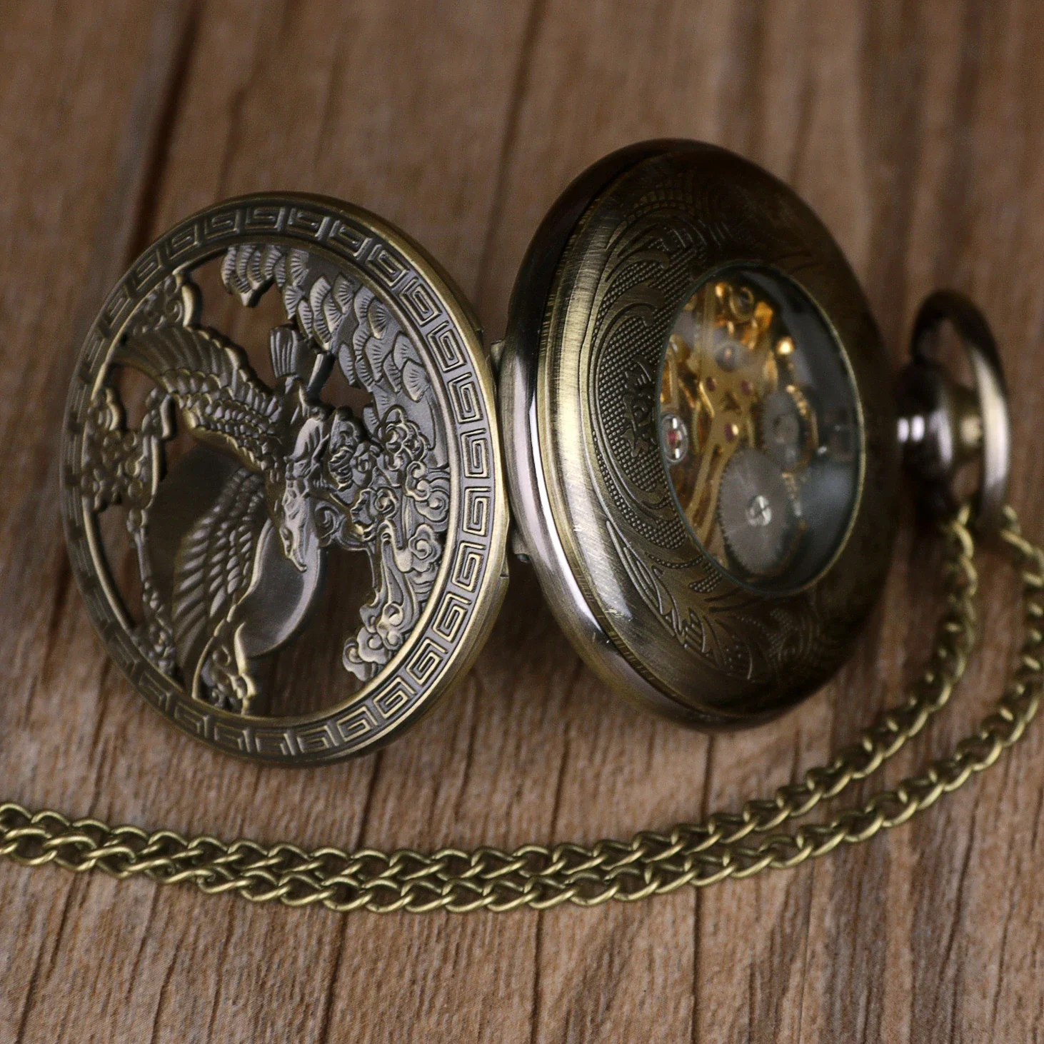 Seton-Montre de poche mécanique pour homme, modules à motif aigle vintage, Steampunk personnalisé, montre à main antique, porte-clés à vent