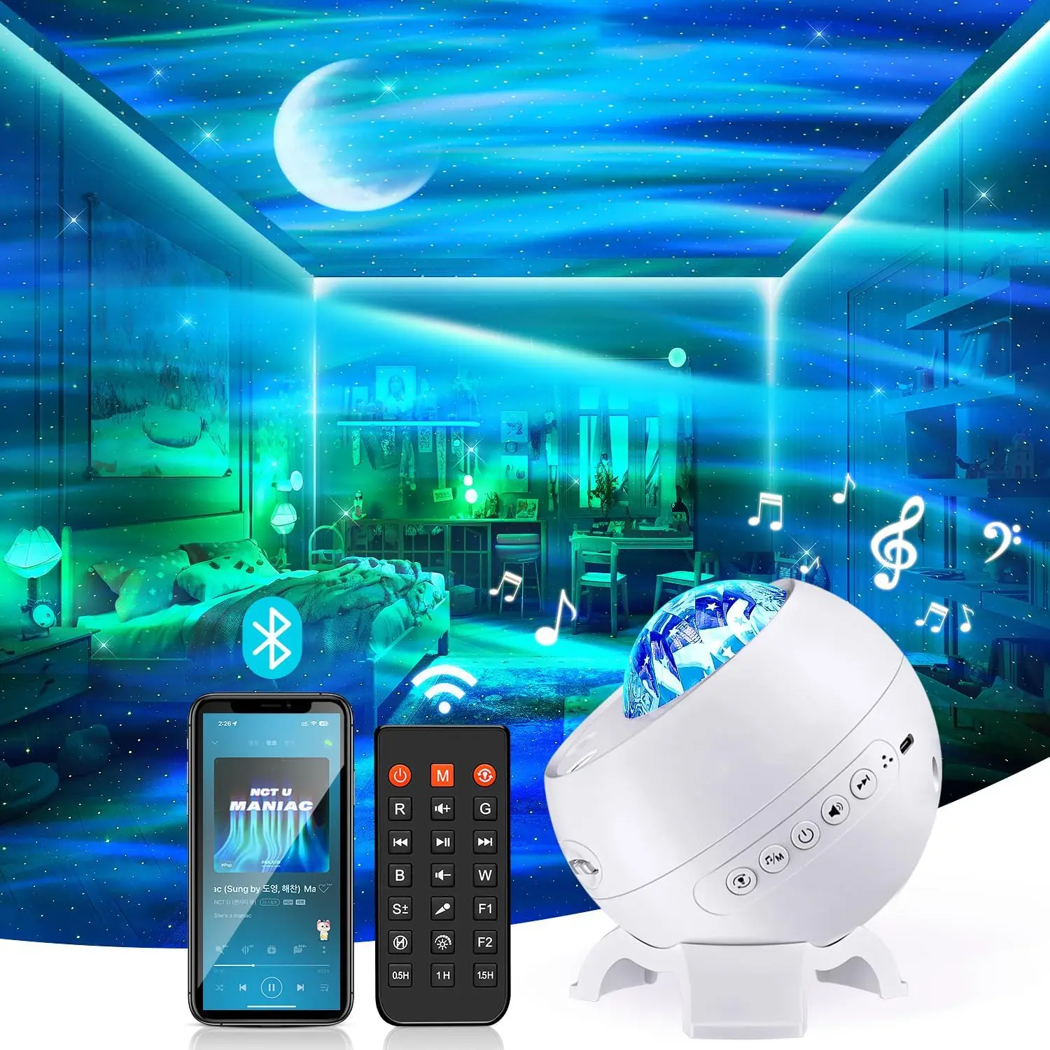 

Dream Starry Sky Aurora projector Adult's Romantic Gift Music Northern Light projection Atmosphere Lamp For Game Room Bedside