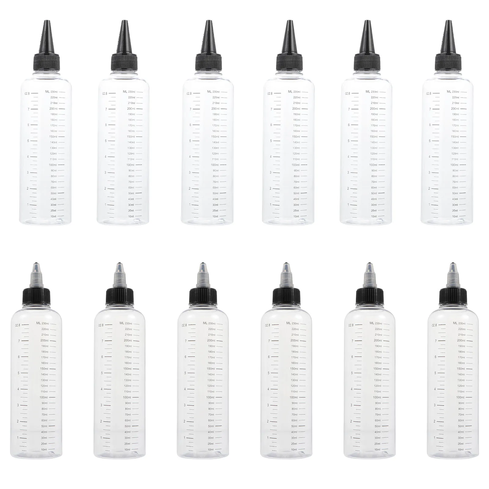 

12pcs PET Scratch Repair Bottle Hair Color Squeeze Pointed Mouth Dispensing Bottles Leak Proof Practical Use