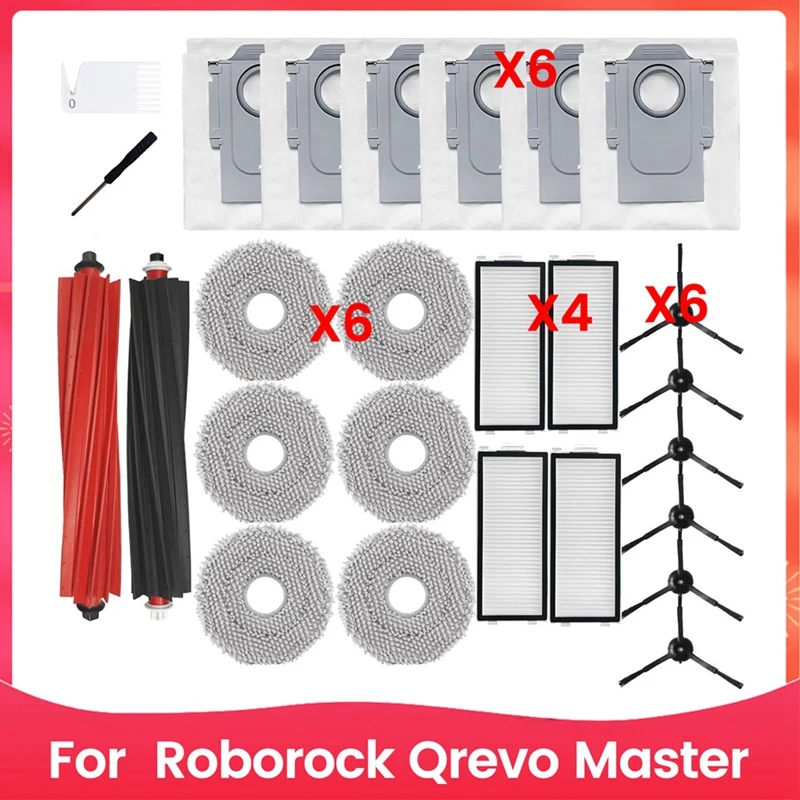 

AC88-For Roborock Qrevo Master Robot Vacuum Cleaner Main Side Brushes HEPA Filters Mop Cloth Dust Bags