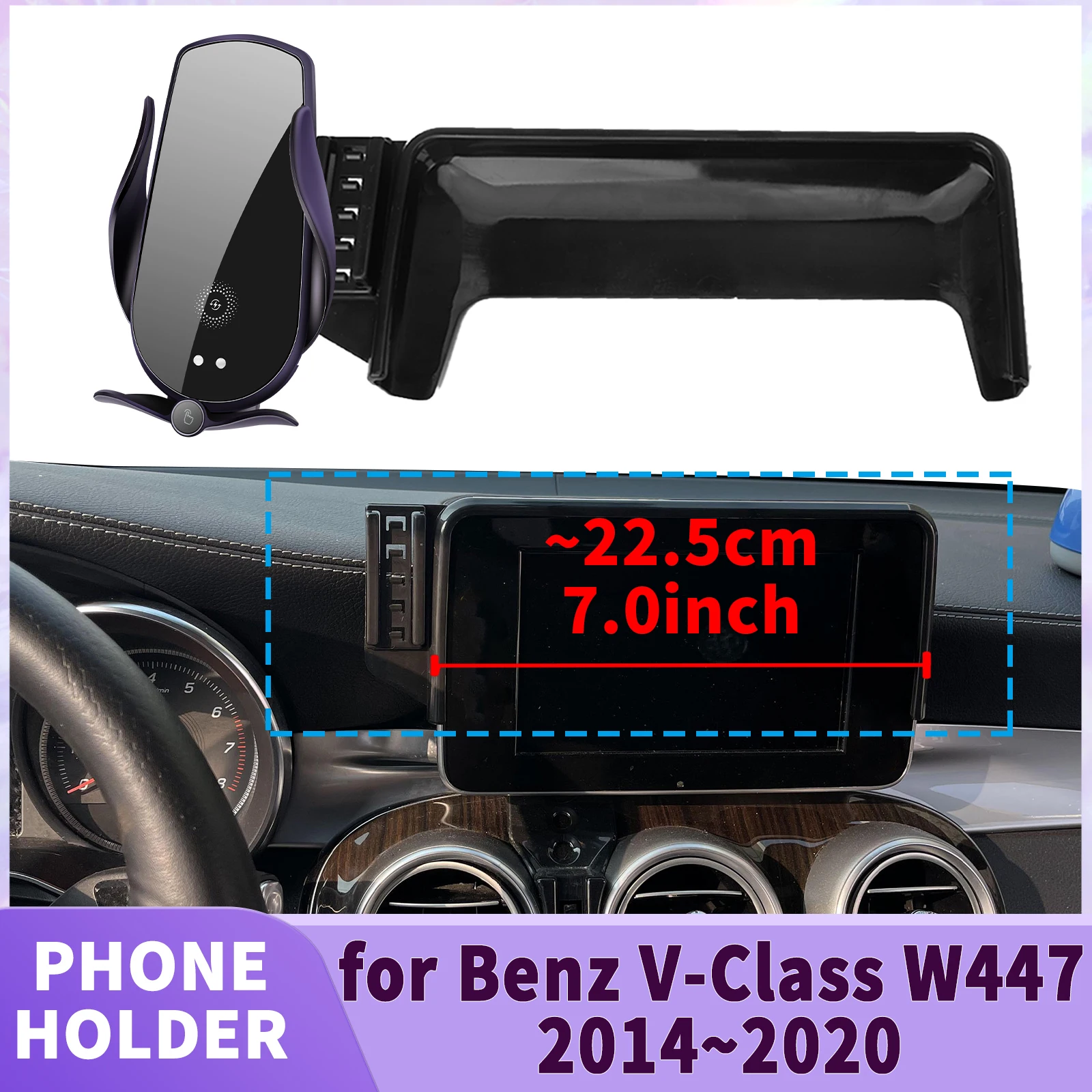 

fit for Mercedes-Benz V-Class W447 2014 2015 2016 2017 2018-2020 Screen Base Phone Holder Mount ​​ Secure Clip Car​​ accessoires