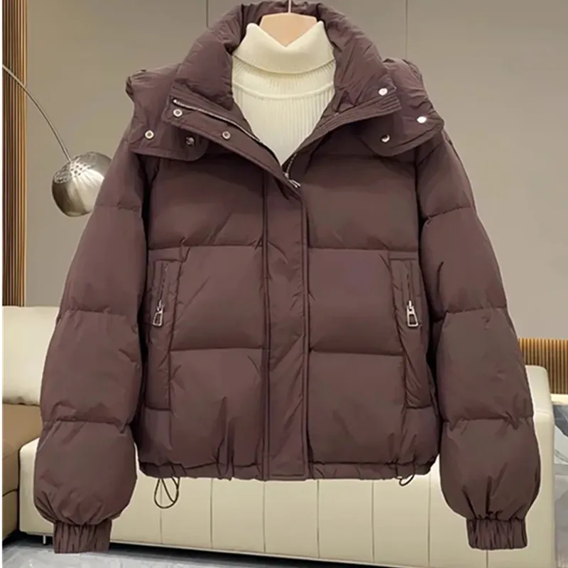 Chaqueta de plumón holgada para mujer, parka informal de gran tamaño con capucha, acolchada de algodón suave y cálido, ropa de nieve coreana para invierno, novedad de 2024