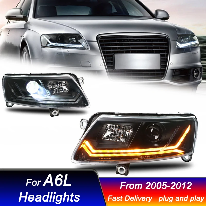 Car styling Headlights for Audi A6 A6L 2005-2012 V3 style full LED DRL Dynamic Signal Head Lamp Bi Xenon Beam Headlamp Accembly