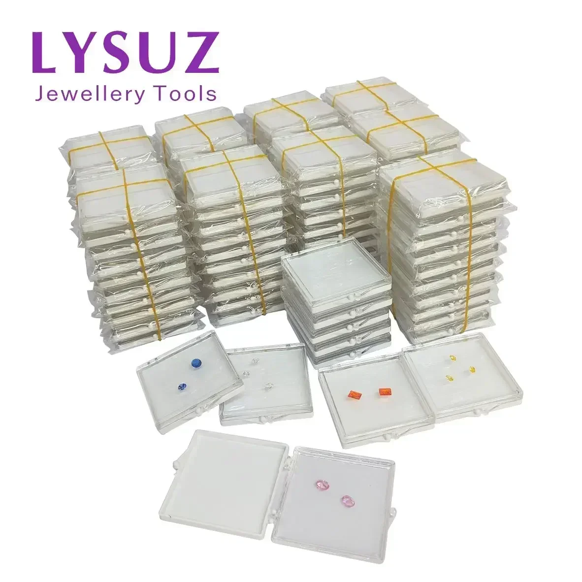 NEW100pcs Adhesive Gems Box Diamond Display Box Show Case Packaging Tray Jewelry Acrylic Sticky Small Gemstone Modeling