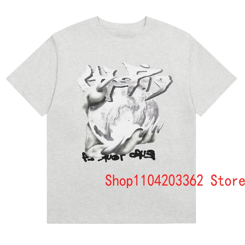 New Cactus Jack Short Sleeve Light Grey High Quality Cotton Crew-neck Tops Tee Street Trend UTOPIA T-shirt Men Women