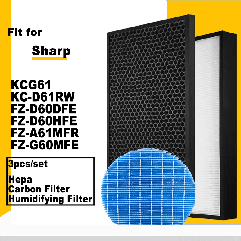 FZ-D60DFE FZ-D60HFE FZ-A61MFR HEPA Carbon Charcoal Hmidifying Filter for Sharp Air Purifier KCG61, KC-D61RW