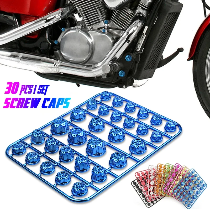 

30Pcs/Set Motorcycle Nut Covers Decorative Engine Nut & Bolt Covers Hexagonal Plastic Screw Covers Motorcycle Accessories
