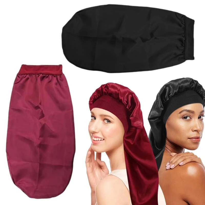 Satins Bonnet Silk Bonnet Hair Bonnet for Sleeping Slouchy Bonnet Hat Satins Sleep Caps for Women's Natural & Curly Hair Y5GB