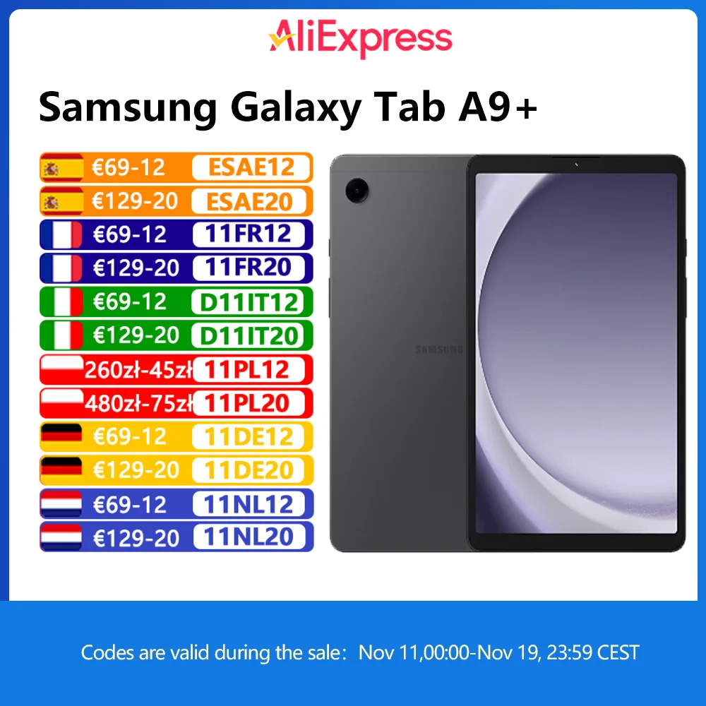 Samsung Galaxy Tab A9+ WI-FI, Tablette, Octa-Core, Appareil photo 8 MP, 11 pouces, Batterie 7040 mAh