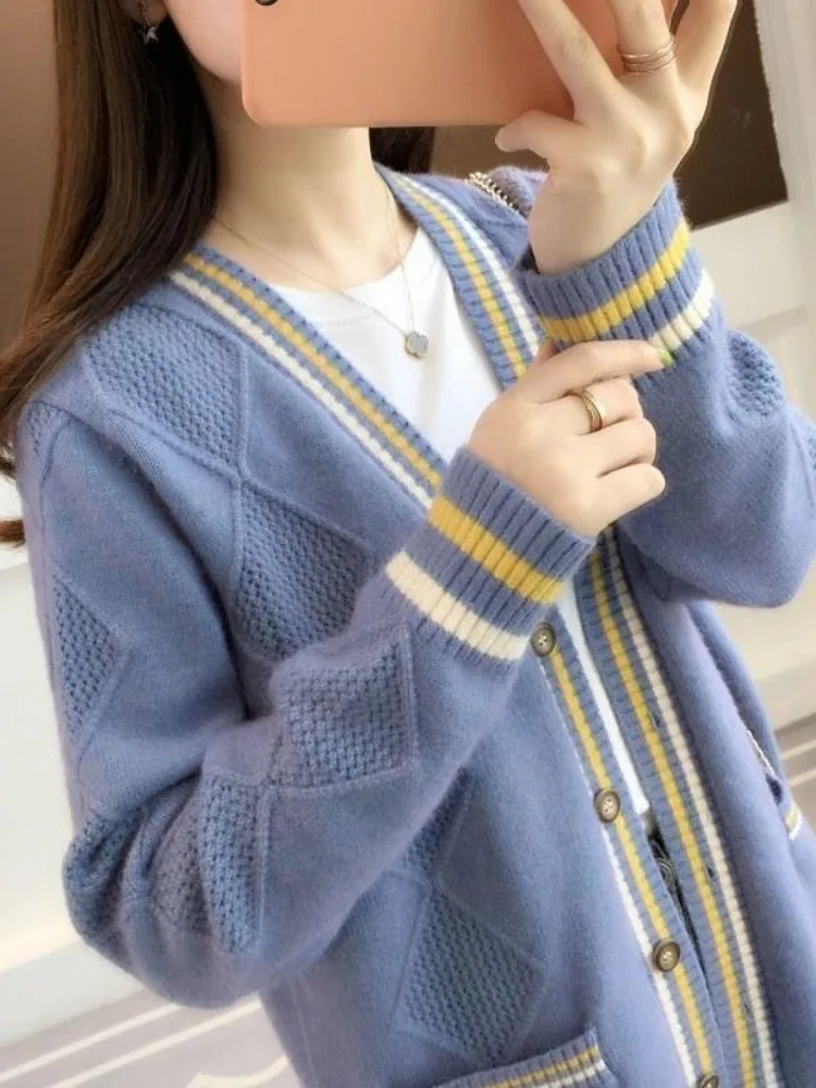 loose-knitted-open-cardigan-women's-outerwear-spring-autumn-new-korean-style-student-lazy-style-gloves-half-finger-gloves