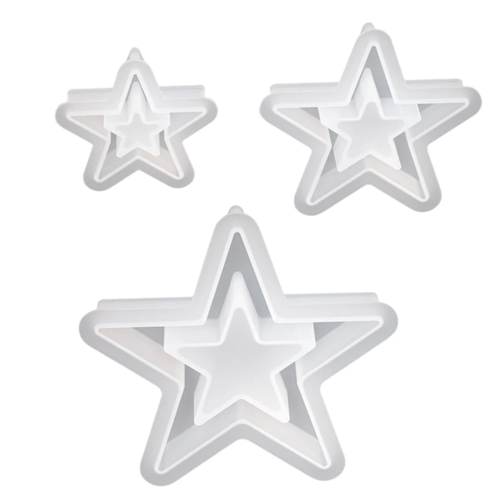 1/3 قطعة نجوم عيد الميلاد قالب من السيليكون ثلاثية الأبعاد الجوف ستار قالب شمع عيد الميلاد قوالب الصب لتقوم بها بنفسك سطح المكتب عيد الميلاد الحرف
