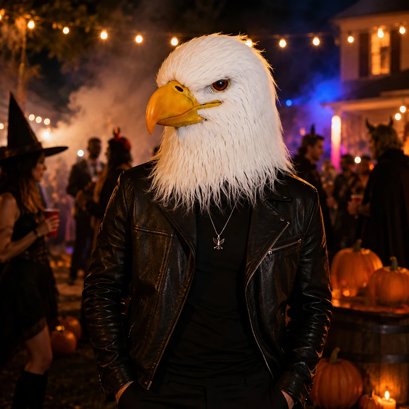 White Eagle Latex Mask Realistic Full Head Bird Mask Halloween Costume Animal Headgear Feather Mask Party Carnival Cosplay Props