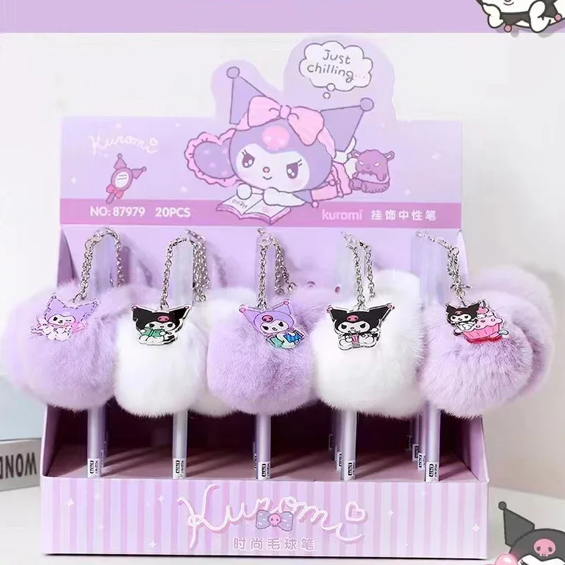 Sanrio Cute Plushh Mymelody Kuromi Cinnamoroll Pochacco Pendant Winter Warm Gel Ink Pens Cute Pen for School Stationery gift