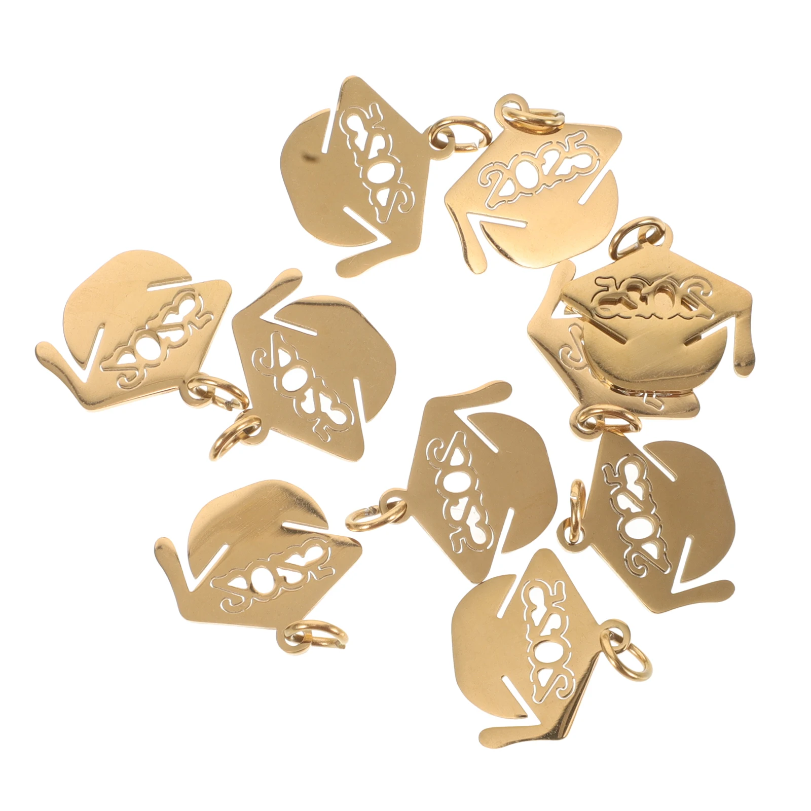 

10pcs Grad Pendants Diy Jewelry Cute Charms For Crafting Projects Golden 2025 Graduation Cap Charm Jewelry Making Supplies Grad